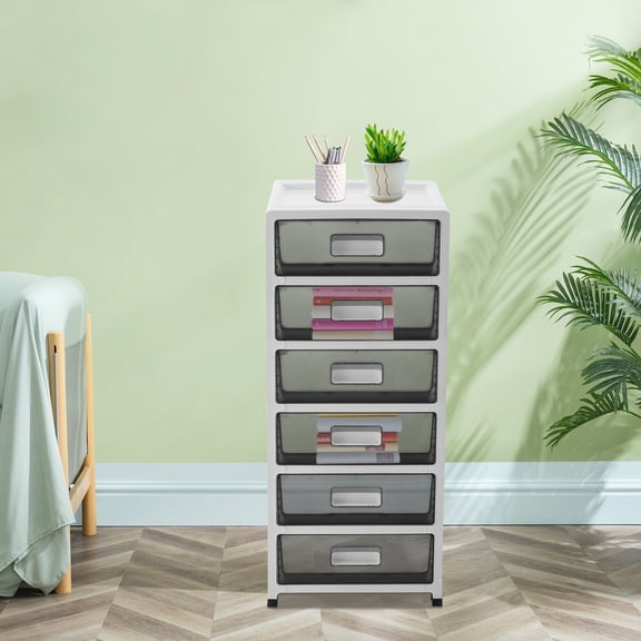 6-Drawer Stackable Storage Organizer 32.8 Inch Tall Detachable Plastic Dresser for Bedroom, Office