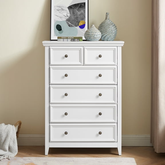 6-Drawer Storage Cabinet | Perfect for Displaying Plants in Living Room | MDF with Wood Grain Finish | Drawers Prevent Collisions