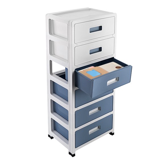 6-Drawer Tabletop Mount High Plastic Organizer, Detachable Makeup Bathroom Utility Storage 83.5cm/33in