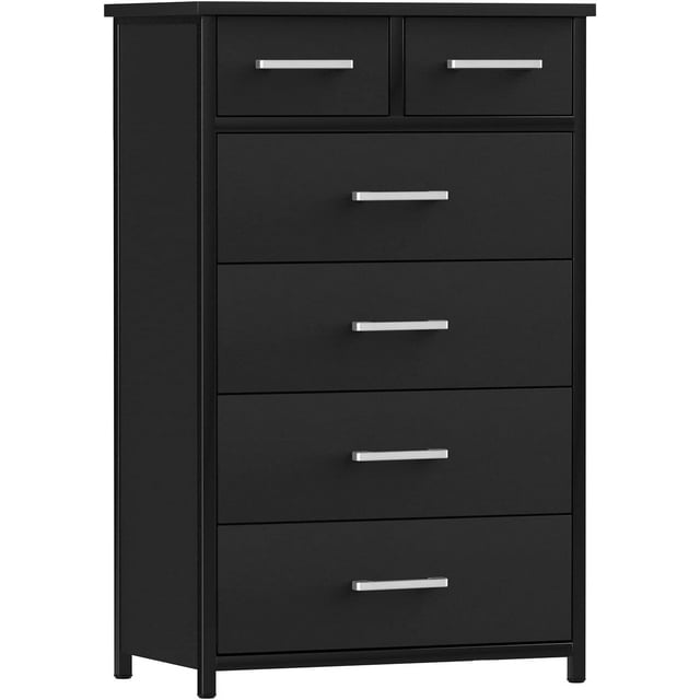 6 Drawer Tall Dresser with Sturdy Metal Frame, Industrial Drawer Chest