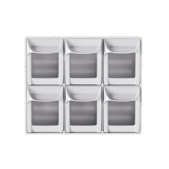 6-Drawer Tip-Out Storage Bin by Simply Tidy - Wall-Mountable & Stackable Clear Front Drawer Organizer for Beads - Buttons - Stickers & Small Craft Supplies - 1 Pack