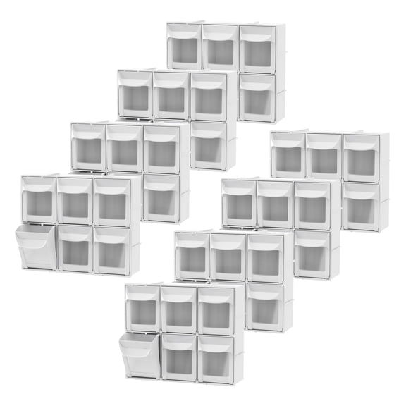 6-Drawer Tip-Out Storage Bin by Simply Tidy Wall-Mountable Craft Organizer with Clear Windows - Interlocking Tracks & Label Inserts - 8 Pack