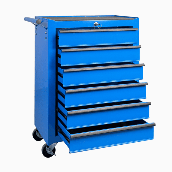 6 Drawer Tool Chest Cabinet with Ball Bearing Drawer Slides,20"W Rolling Metal Tool Chest with 6 Drawers,Steel Tool Storage Box Organizer,Blue