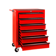 6 Drawer Tool Chest Cabinet with Ball Bearing Drawer Slides,20"W Rolling Metal Tool Chest with 6 Drawers,Steel Tool Storage Box Organizer,Red