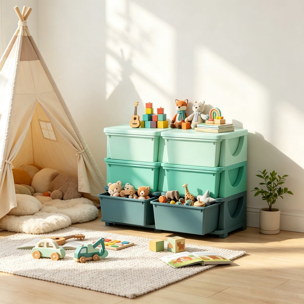 6-Drawer Toy Storage Organizer with 14L Capacity for Kids Playroom