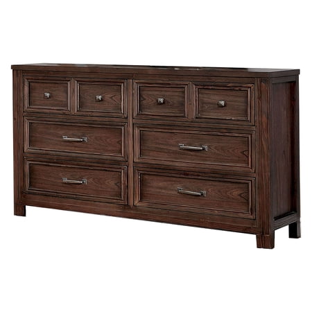 6 Drawer Transitional Wooden Dresser with Molded Trim Brown