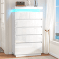 thumbnail image 1 of NEGYLIM 6 Drawer White Dresser, High Gloss Dresser with LED Light for Bedroom, Living Room, Hallway, Easy Assembly, 1 of 12