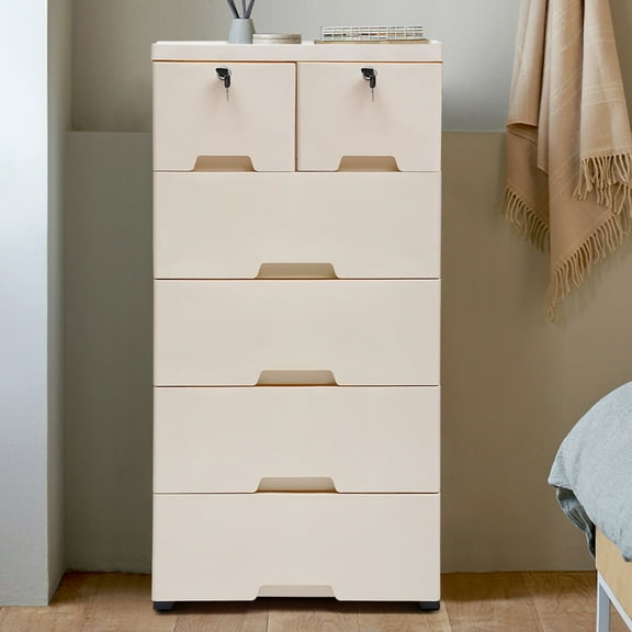 6 Drawers Clothes Storage Cabinet White Cupboard Tower Closet Bedroom Organizer for Storing Clothes