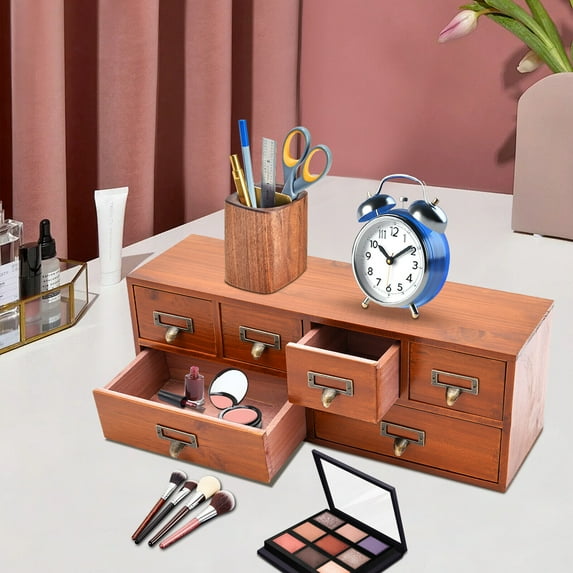 6 Drawers Desktop Dresser Wooden Storage Dressers Chests of Drawers for Bedroom