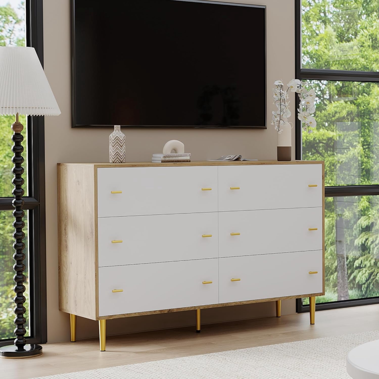 6 Drawers Dresser for Bedroom, 47.2