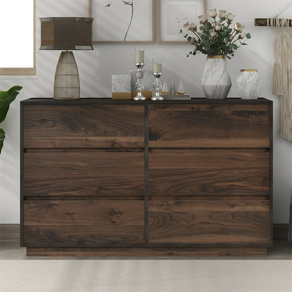 6 Drawers Dresser for Bedroom, Mid Century Modern Chest of Drawers, Rustic Wood Clothes Storage Cabinet Organizer Closet for Bedroom, Living Room, Hallway