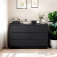 thumbnail image 1 of 47" Double Dresser, Modern Chest of Drawers with Concealed Handles and 6 Drawers, Wood Night Stand, Closet Dresser for Hallway, Living Room, Bedroom, 1 of 9