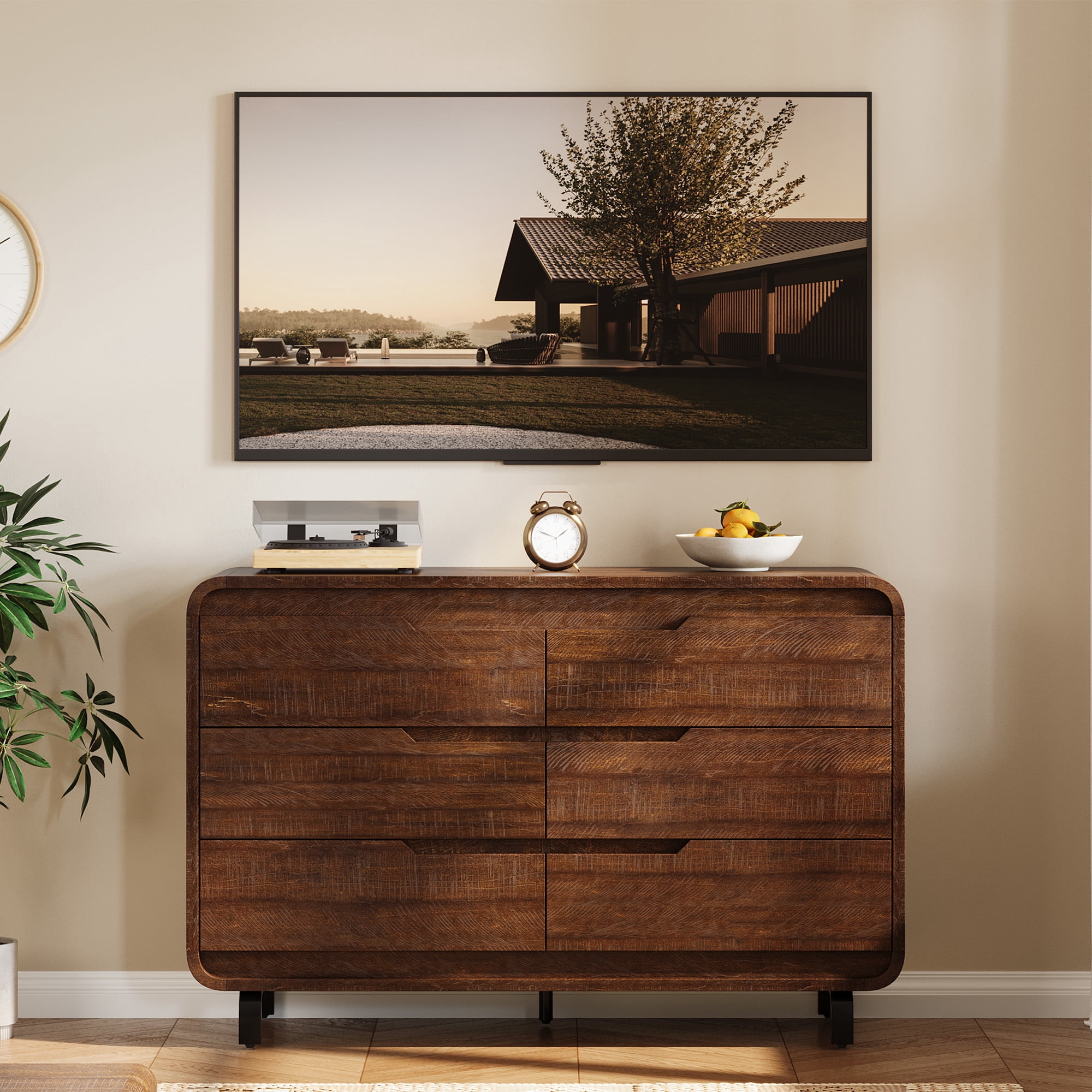 6 Drawers Dresser for Bedroom & Nursery, Modern Dresser with Safe ...