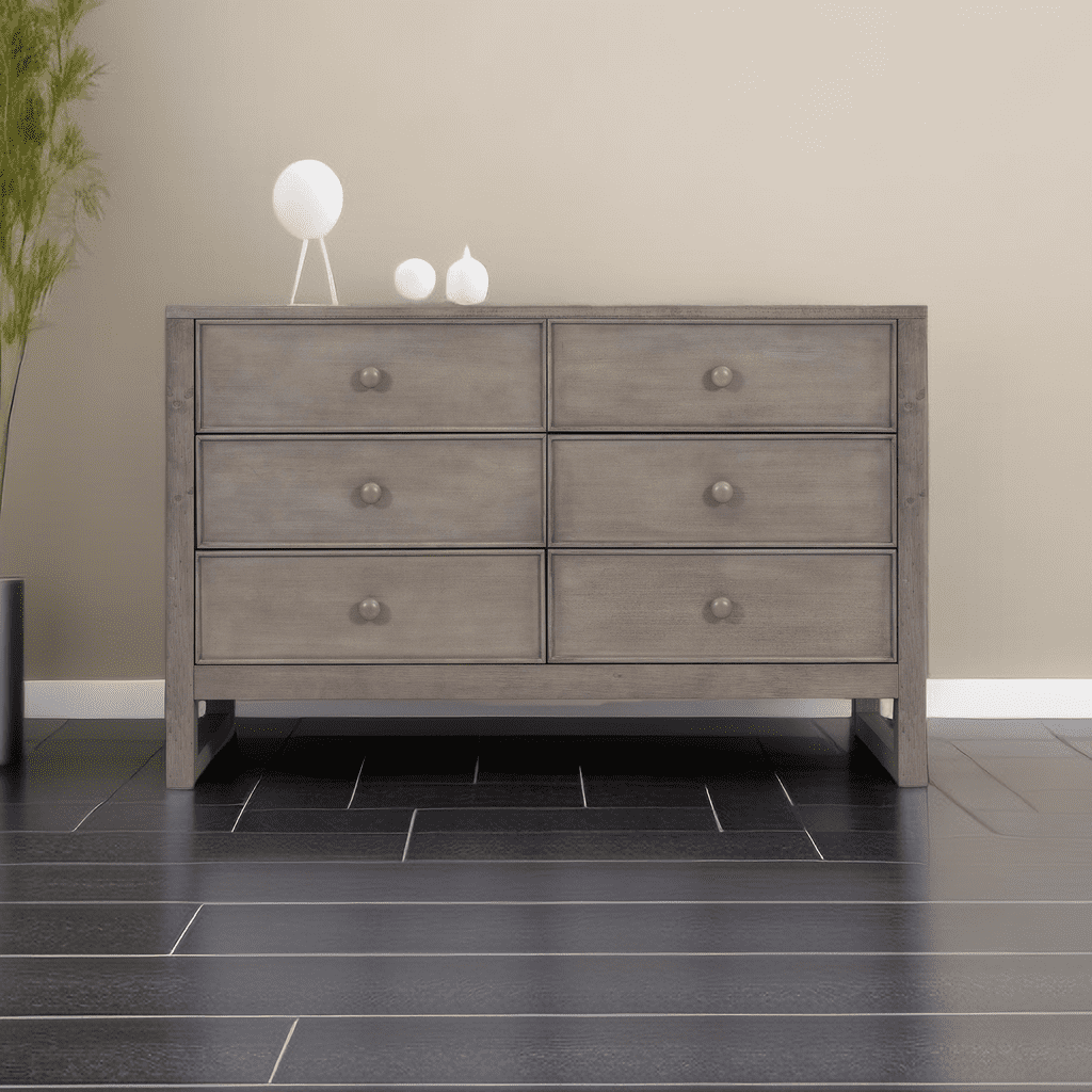 6 Drawers Dresser, Rustic Wooden Chest of Drawers with 6 Large Drawers ...