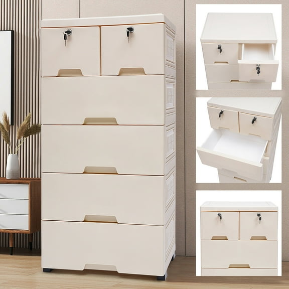 6 Drawers Dresser Tall Chest of Drawer Wood Storage Organizer Closet for Bedroom Used for Storing Clothes, Toys, and other items.