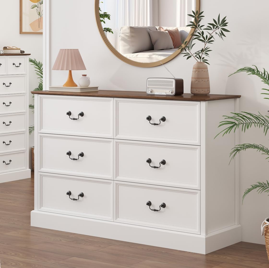 6 Drawers Dresser, Wood Chest of Drawers Closet Organizers and Storage ...