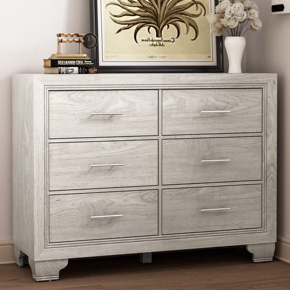 6 Drawers Dresser for Bedroom,Modern Organizer Storage Cabinet with Metal Handle,Chest of Drawers for Living Room Closet Hallway Nursery