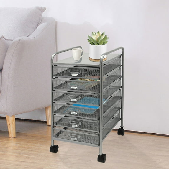 Rolling File Cabinet with 6 Drawers Craft Cart Organizer with Wheels Slim Storage for Kitchen, Office