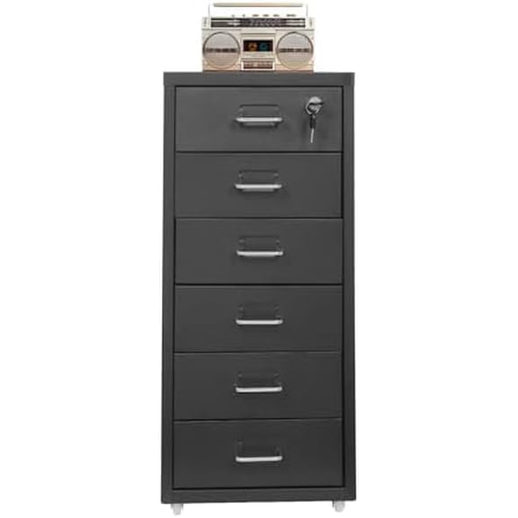 6 Drawers Vertical Metal File Cabinet, Lockable Storage Cabinet Stationary Letter Size for Home Office$$Furniture