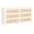 thumbnail image 1 of 6 Drawers Wooden Chest with Rattan Front Inlay, White, 1 of 1