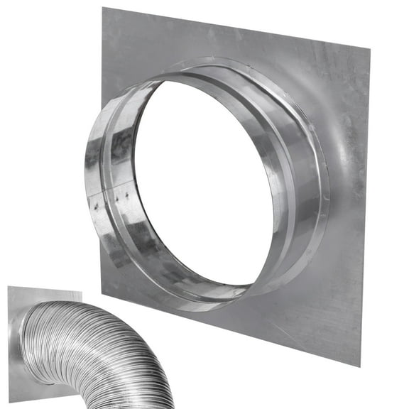 6 in Duct Connector Flange, Anti-Rust Galvanized Iron Duct Connector, Round Pipe Connector with Square Base, Straight or Flex Pipe Flange for Heating, Cooling, Dryer Vent Wall Flange