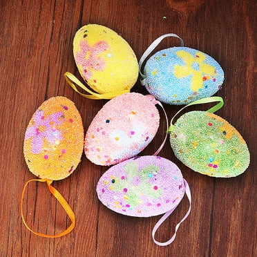 6 Easter Eggs Color Painted Foam Eggs Easter Tree Decoration Spring Easter Party Supplies Table Frame Decoration Diy Crafts Home Decoration