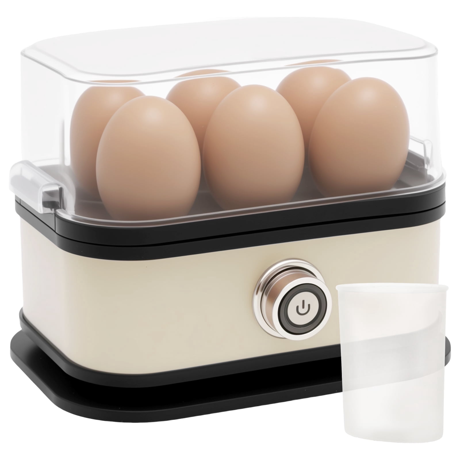 6-Egg Capacity Electric Egg Cooker and Steamer, Stainless Steel Rapid Boiler with Auto Shut-Off for Breakfast