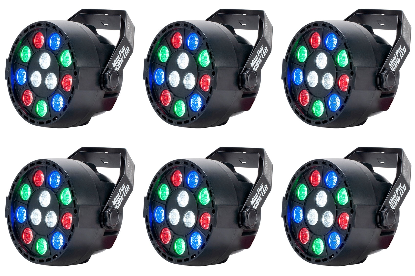(6) Eliminator Mini Par LED DMX Par Wash Lights For DJ/Stage/Clubs/Bars/Events