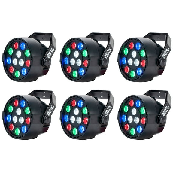 (6) Eliminator Mini Par LED DMX Par Wash Lights For DJ/Stage/Clubs/Bars/Events