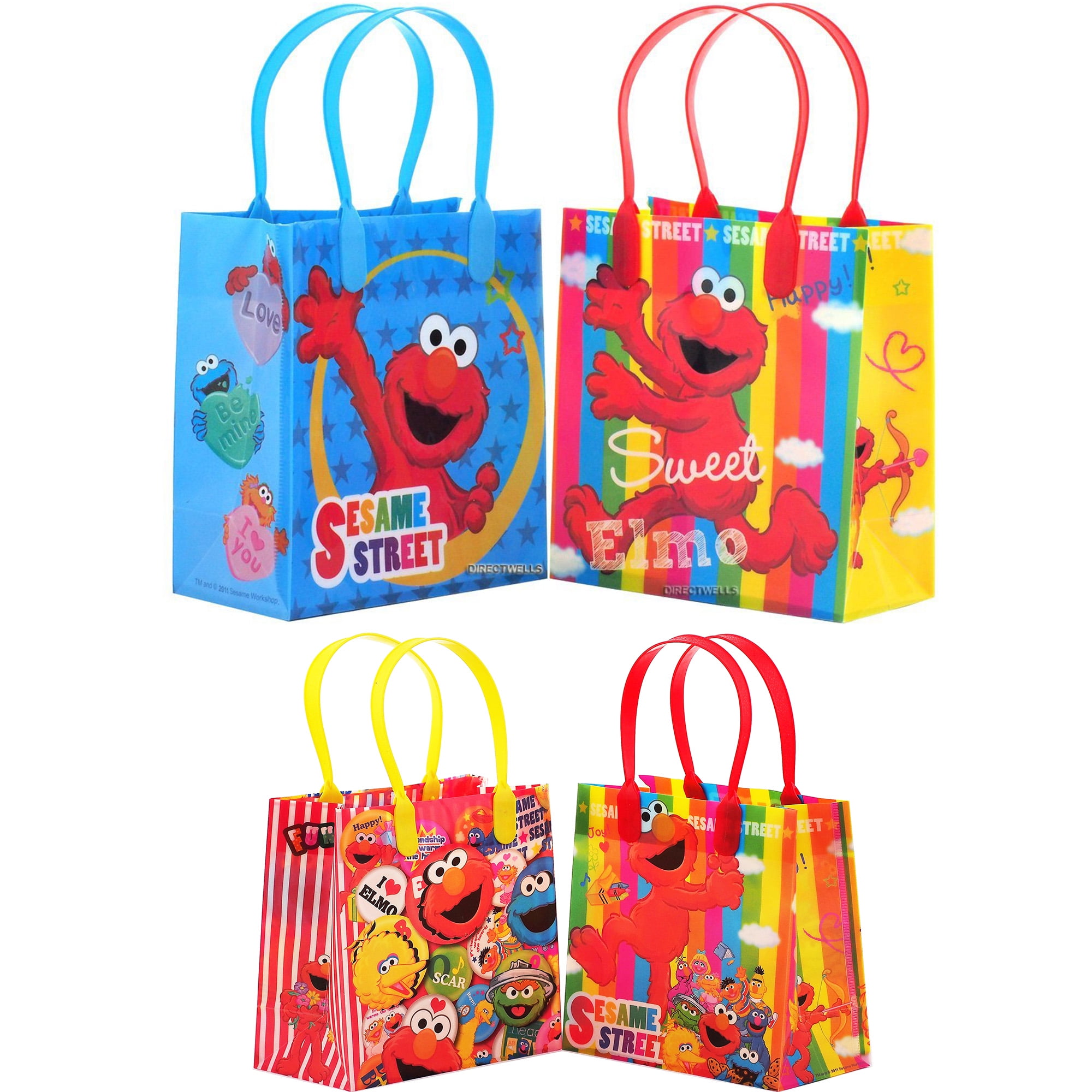 6 Elmo Sesame Street Small Reusable Goodie Gift Treat Assorted Bags 6"