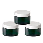 6 Emerald Green Low Profile 4 Oz Jars PET Plastic Empty Cosmetic Containers, White Caps, Sugar Scrub, Powder, Body Cream, Lotion, Beads by Grand Parfums