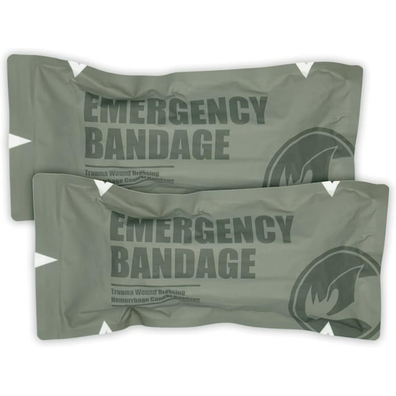 RHINO RESCUE Emergency Bandage, Compression Trauma Dressing, Sterile Tactical First Aid Kit, 2 Count