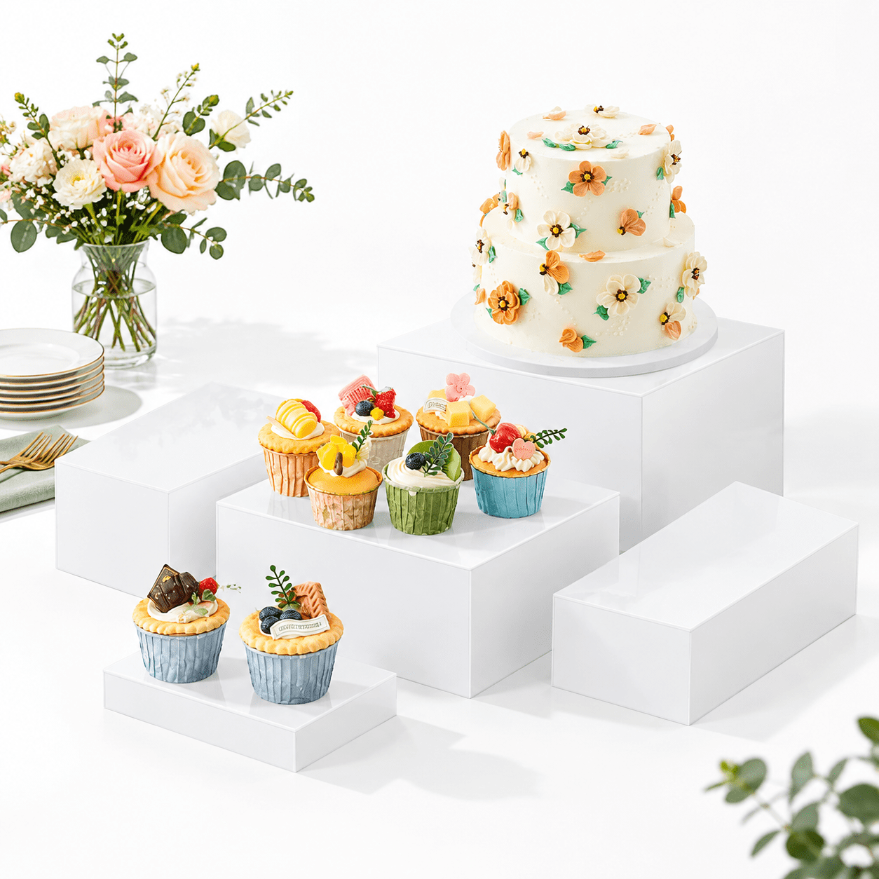 Cc Riser 6 Extra Large Buffet Risers 7 To 12 Inch White - Walmart.com
