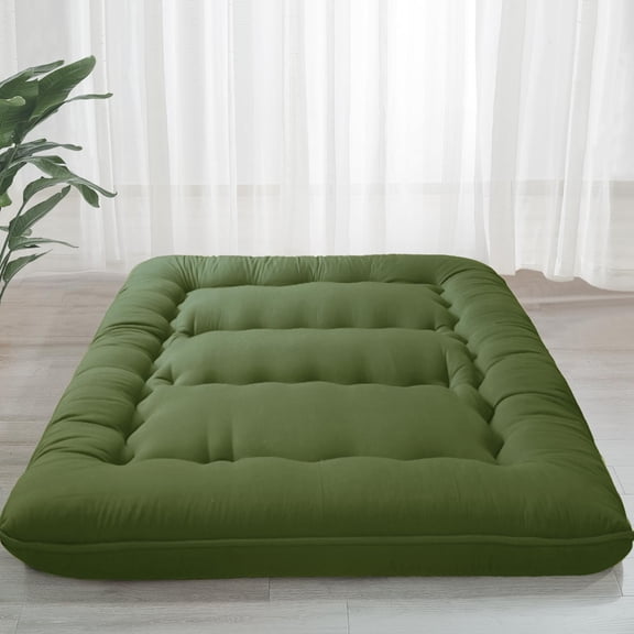 6" Extra Thickese Floor Mattress Futon Foldable Tatami Pad For Adults Roll Up Mat Living Room Guest Rv Green