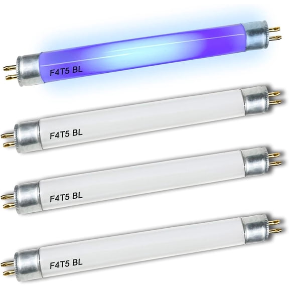6'' F4T5/BL Fluorescent Bulb 4Watt 350BL,F4W Black Blue Light Lamp,FL4NL- T5 Linear Tube -G5 Mini Bi Pin Base (4pack)