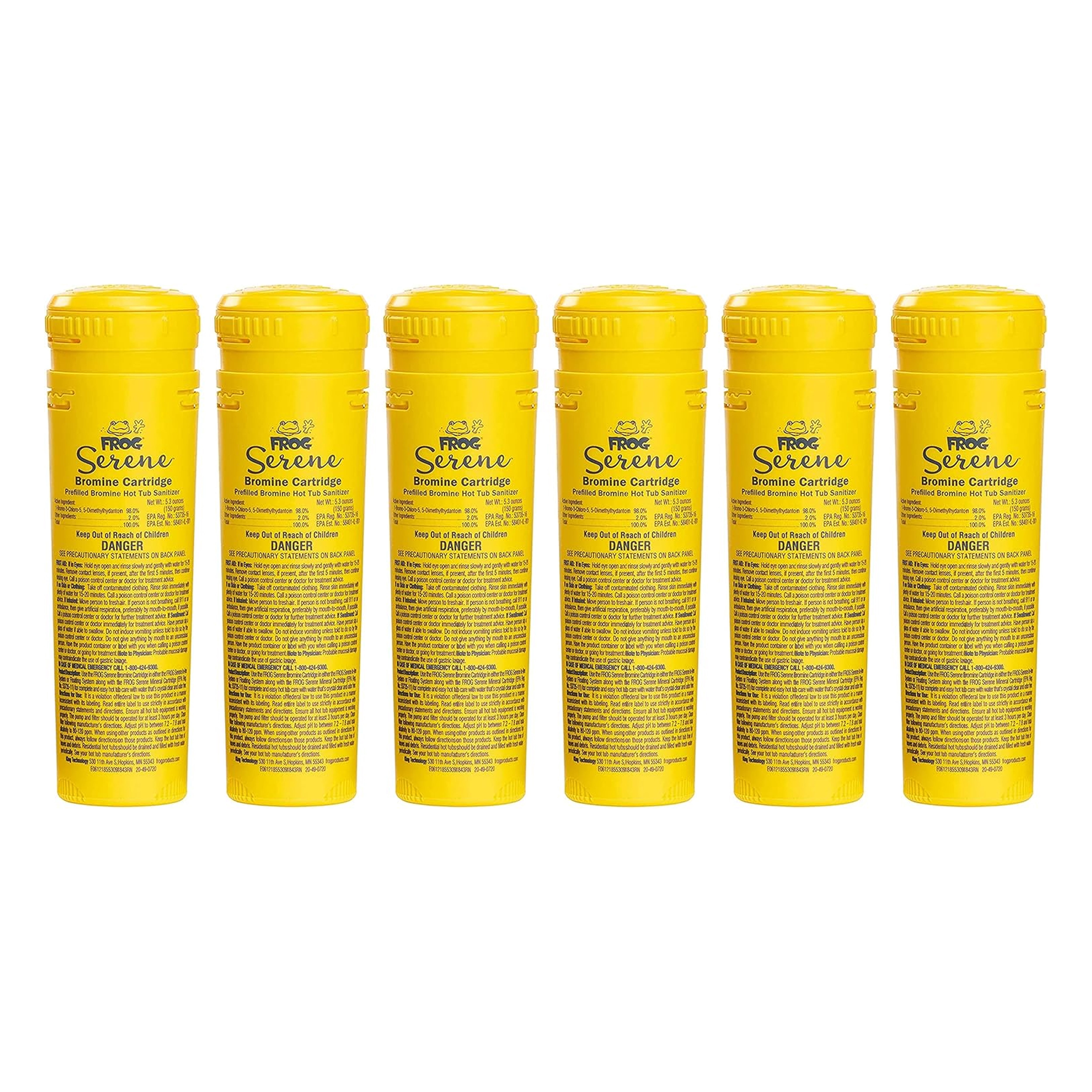 FROG Serene Replacement Bromine Cartridges for Use with Hot Tub FROG Serene Floating Sanitizing System - Prefilled for Quick & Easy Hot Tub Maintenance - 6 Pack