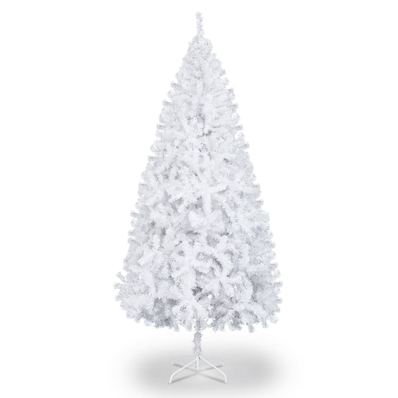 6 FT Artificial Christmas Tree Unlit Hinged Christmas Pine Tree 800 Branch Tips Sturdy Metal Base for Home Store Party Holiday Decor White