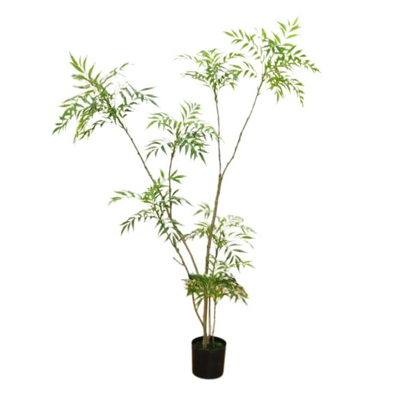 6 FT Artificial Mahonia Fortunei Tree,Realistic Fake Umbrella Plants in Pot for Home Office  Living Room Lobby Decor