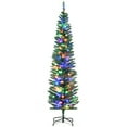 thumbnail image 1 of 6 FT Artificial Pencil Christmas Trees Holiday Decoration with Colorful LED Lights, Steel Base, Skinny Shape, by Miaoweii, 1 of 8