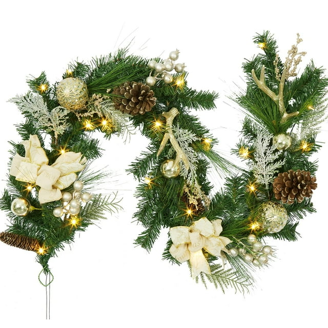 6 FT Christmas Garland with Lights, Prelit Outdoor Garland with
