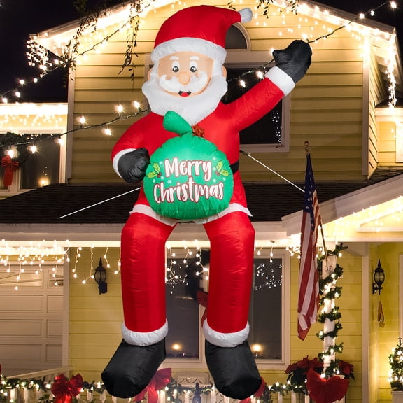 6 FT Christmas Inflatable Santa Claus Built-in LED Lights, Blow UP Outdoor Yard Decoration for Xmas Holiday Party Garden Lawn Indoor Decor