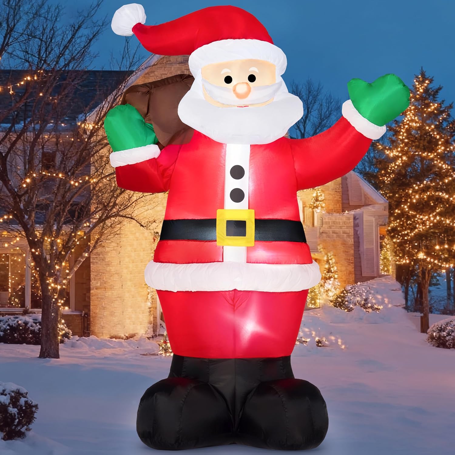 6 FT Christmas Inflatable Santa with Gift Bag, Blow Up Xmas Inflatable ...