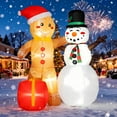 thumbnail image 1 of BSHAPPLUS® 6FT Christmas Inflatables, Snowman Gingerbread Christmas Outdoor Decorations with LED Lights, Stable Christmas Blow Up for Holiday Celebration, 1 of 14