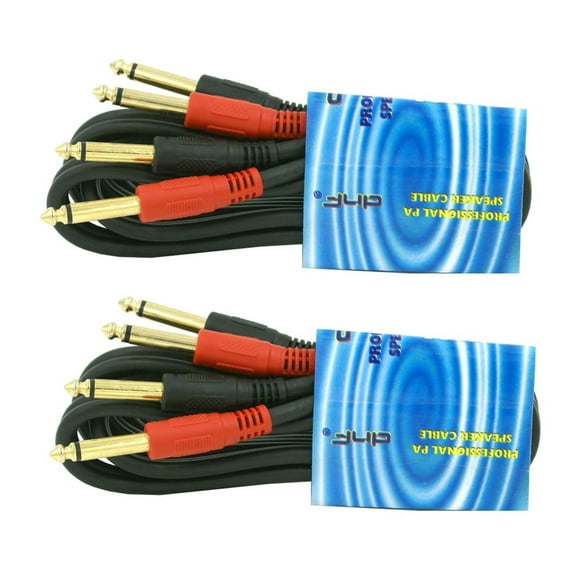 6 FT DUAL 1/4" TS MONO MALE TO MALE PLUG PRO AUDIO DJ PA CABLES(2 Pack)