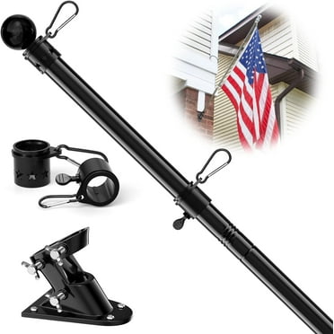 SOUMNS 6ft Flag Pole for Outdoor House Garden Yard, 1" Diameter Heavy Duty FlagPole with Holder for American Flag, Stainless Steel, Black