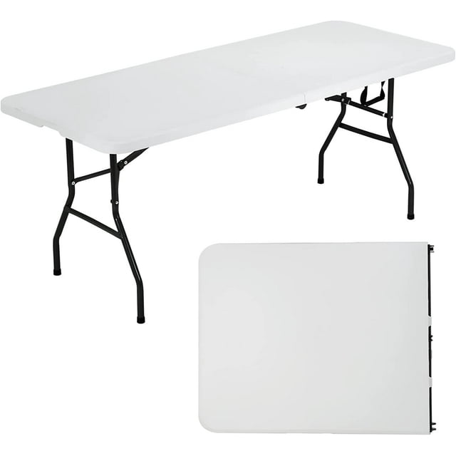 6 FT Folding Table Heavy Duty Plastic Indoor Outdoor Portable Fold Up