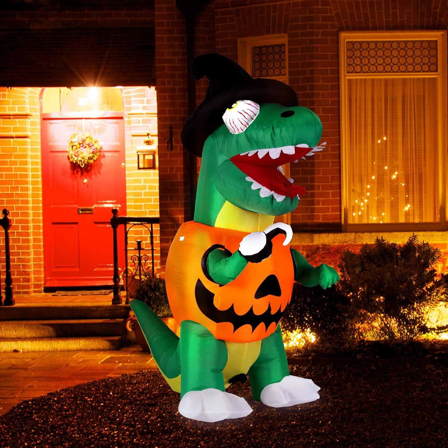 6 FT Halloween Inflatable Pumpkin Dinosaur Outdoor Decoration,Blow Up