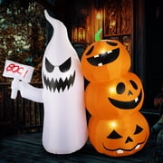 MAGOTAN 6 FT Halloween Inflatable Pumpkin Halloween Inflatable Pumpkins and Ghost Outdoor Yard Decoration Build-in 5 LED Lights