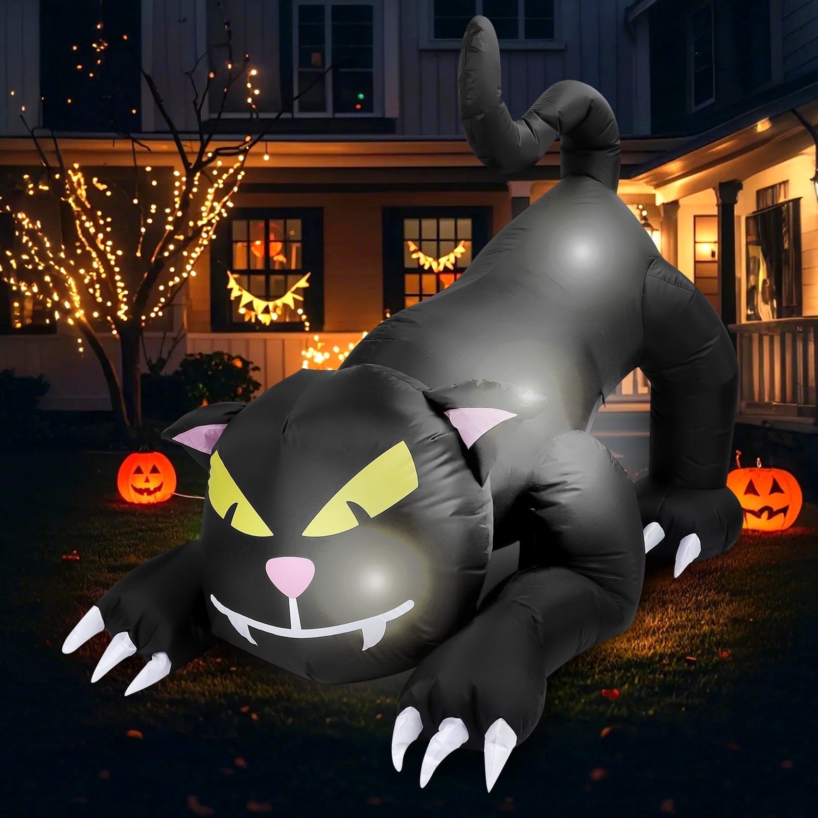 6 FT Halloween Inflatables Outdoor Black Cat, Blow Up Yard Decoration ...