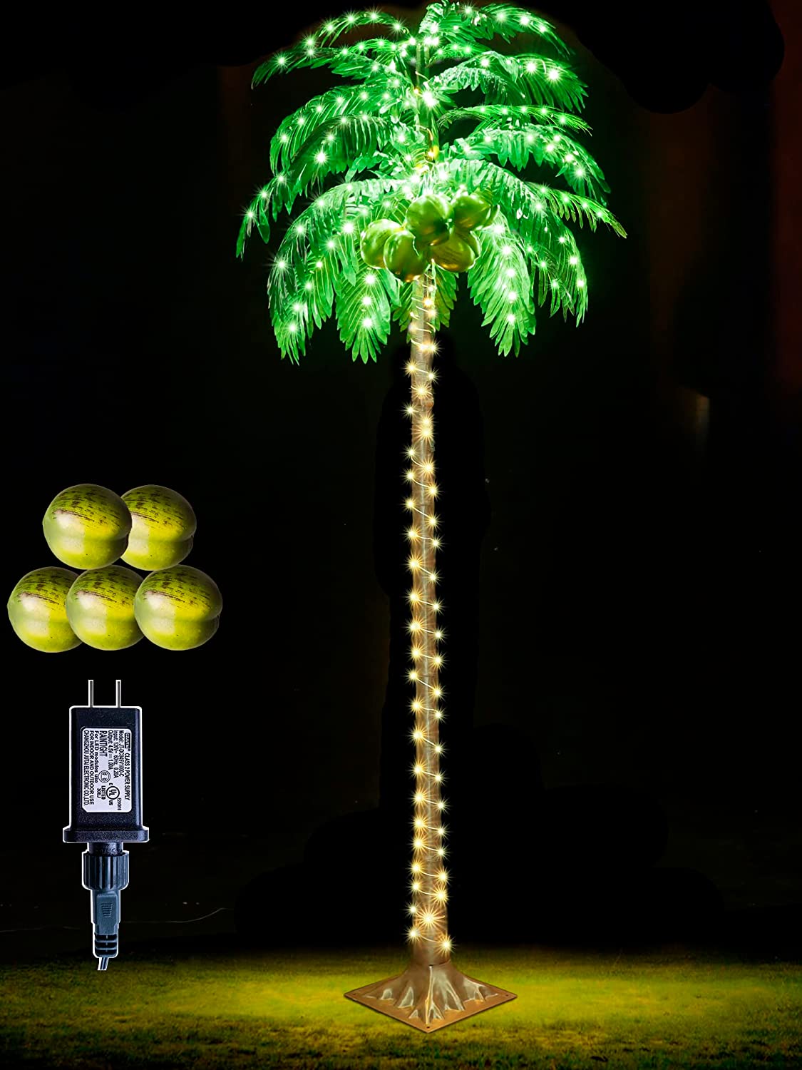 6 FT LED Lighted Palm Tree with Coconuts Outdoor Artificial Palm Tree